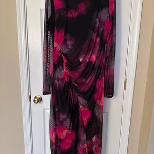 DKNY Black and Pink Long Sleeve Dress